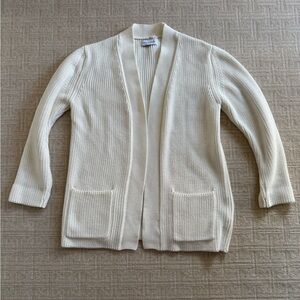 Molly Moorkamp Leigh Cream Open-Front Ribbed Cardigan Sweater Size Small